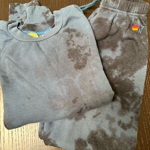 Aviator Nation HAND DYED RELAXED CREW SWEATSHIRT and SWEATPANT- BLUE/BLACK